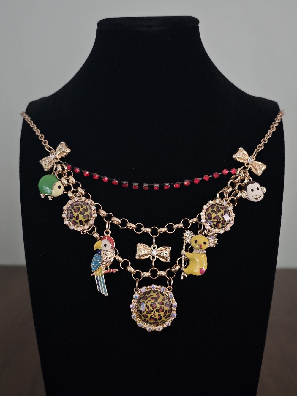 Betsey Johnson Jungle Fever Animal Charm Gold-Tone Statement Necklace